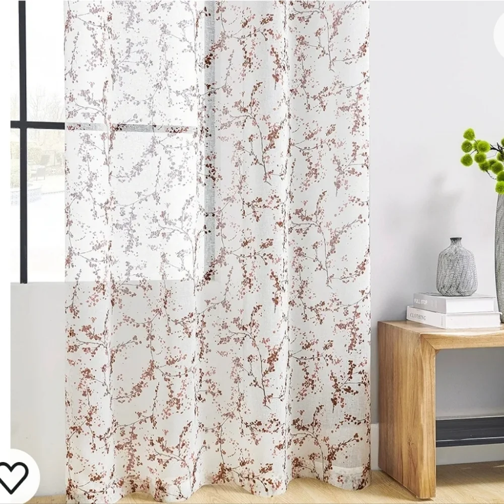New with tags! Floral faux linen textured window curtain panels set of 2